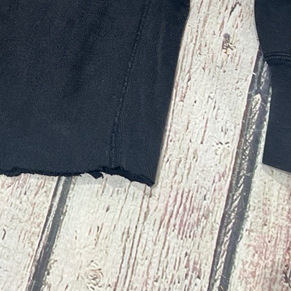 Vintage 80s Champion Reverse Weave Black Stitched Pullover Crop Top Sweatshirt - Picture 5 of 6